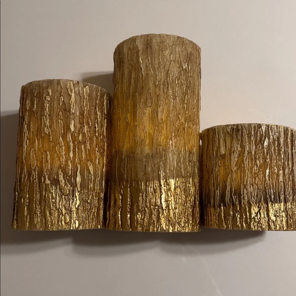 Rustic LED Candle Set with Remote. Brown and Good. NWOT. Also with 6 Hours Timer